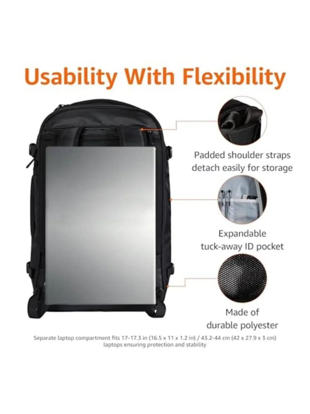 Expandable Carry On Backpack Lightweight Travel Bag Luggage Shoulder Bag
